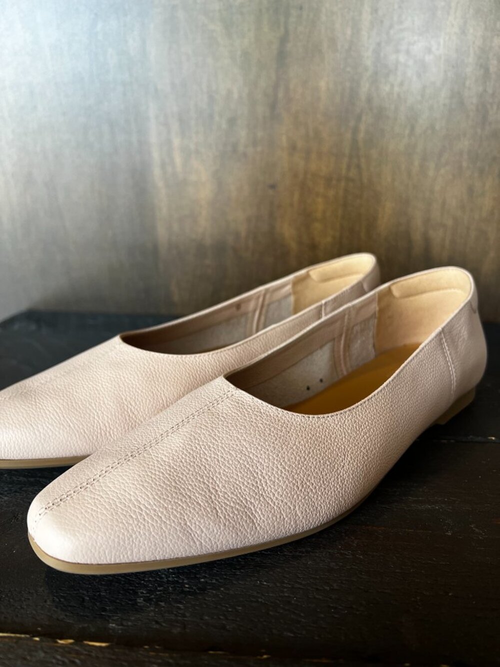 Everlane Pink Squared Toe Leather Flats Size 9 - Picture 4 of 5